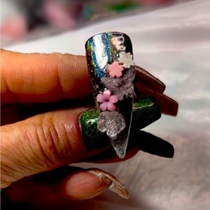Chrome Spring Flowers Custom Press On Nails